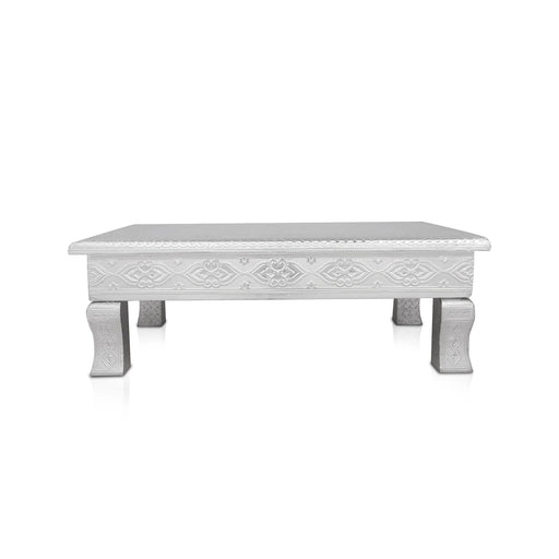 Pooja Chowki - 2.5 x 15 x 15 Inches | Wooden Bajot/ Silver Polish Patla/ Manai Palagai for Home - Pooja Aasan & Bajot & Pooja Mat