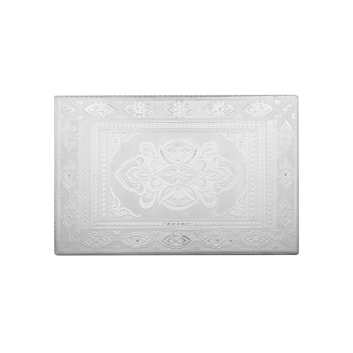 Pooja Chowki - 2.5 x 15 x 15 Inches | Wooden Bajot/ Silver Polish Patla/ Manai Palagai for Home - Pooja Aasan & Bajot & Pooja Mat