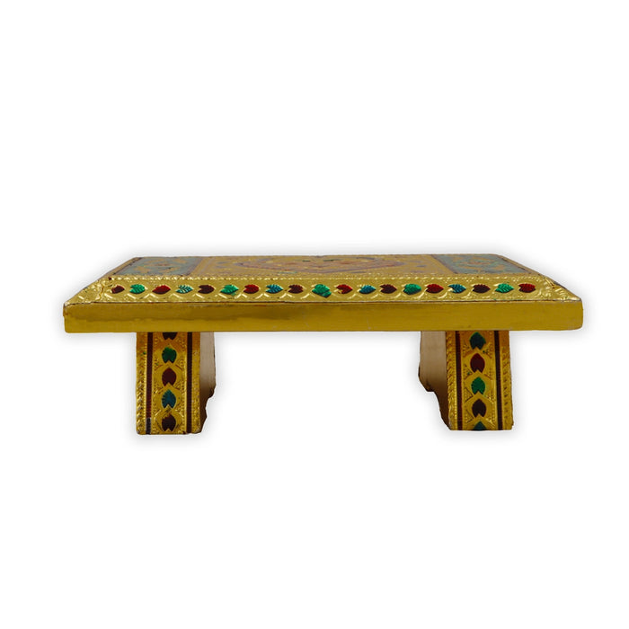 Bajot  - 6 x 4 Inches |  Chowki/ Silver & Gold Finish Manai/ Patla for Pooja - Pooja Aasan & Bajot & Pooja Mat