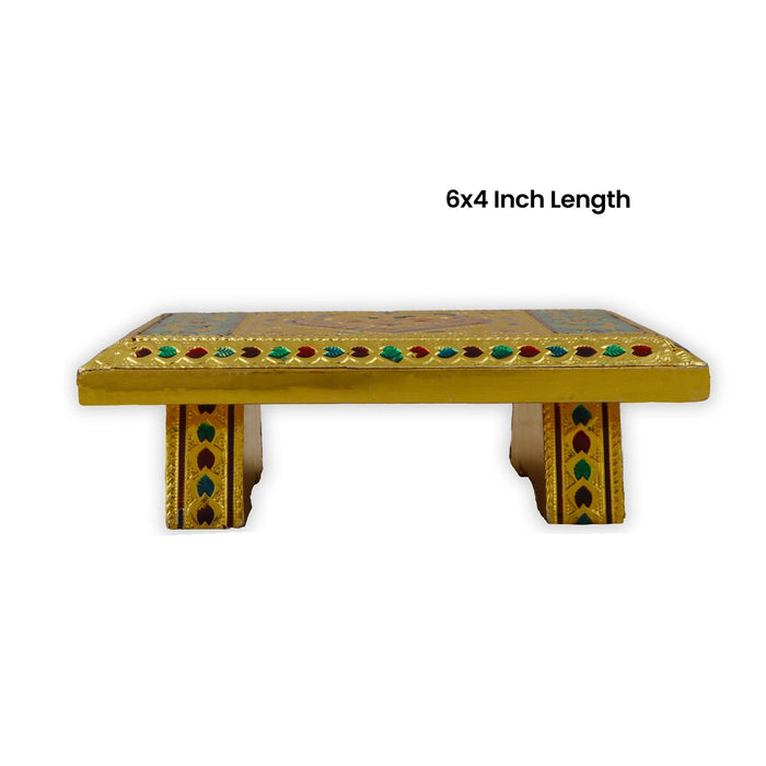 Bajot  - 6 x 4 Inches |  Chowki/ Silver & Gold Finish Manai/ Patla for Pooja - Pooja Aasan & Bajot & Pooja Mat