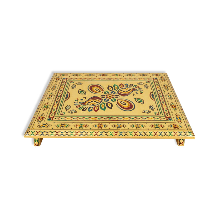Patla - 15 x 21 Inches | Gold Meenakari Design Manai Palagai / Chowki for Pooja - Bajot