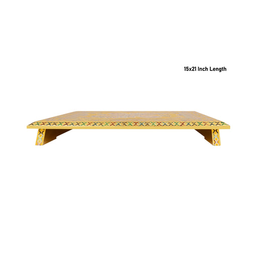 Patla - 15 x 21 Inches | Gold Meenakari Design Manai Palagai / Chowki for Pooja - Bajot