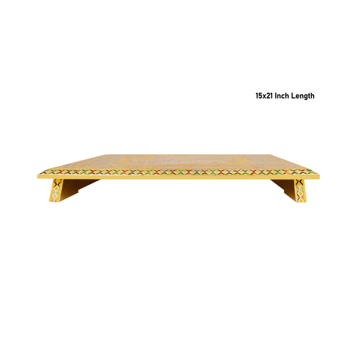 Patla - 15 x 21 Inches | Gold Meenakari Design Manai Palagai / Chowki for Pooja - Bajot