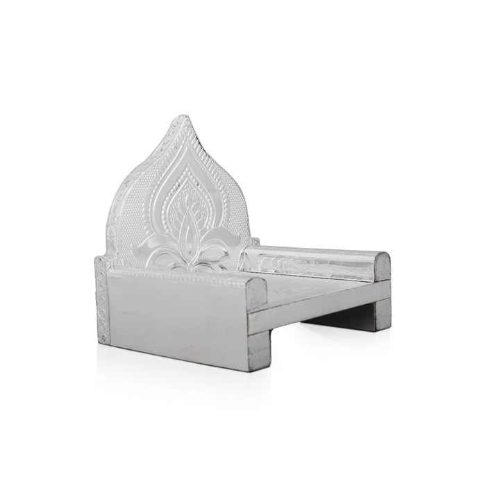 Simhasan - 3 x 4 Inches | Silver Polish Aasan/ Chowki/ Bajot for Pooja Mandir