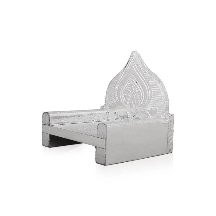 Simhasan - 3 x 4 Inches | Silver Polish Aasan/ Chowki/ Bajot for Pooja Mandir