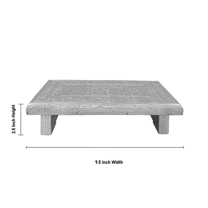 Bajot - 3 x 10 x 7 Inches | Silver Polish Chowki/ Manai Palagai for Pooja - Pooja Aasan & Bajot & Pooja Mat