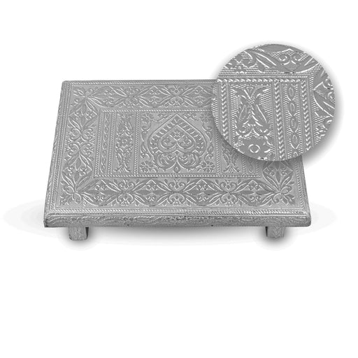Bajot - 3 x 10 x 7 Inches | Silver Polish Chowki/ Manai Palagai for Pooja - Pooja Aasan & Bajot & Pooja Mat