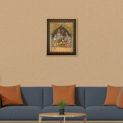 Ram Seetha Design Tanjore Glass Painting Photo Frame - 10 x 8 Inches | Thanjavur Glass Painting Wall Decor