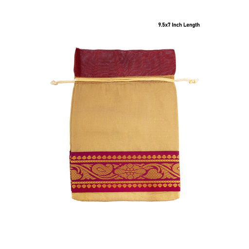 Thambulam Bag Set - 9.5 x 7 Inches | 5 Pcs/ Jari Border Potli Bag/ Return Gift Bag for Women/ Assorted Colour - Bags & Pouches