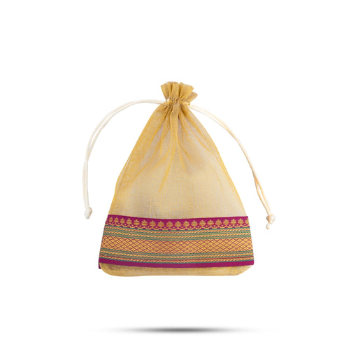 Thamboolam Bag Set - 9 x 6.75 Inches | 5 Pcs/ Jari Border Design Potli Bag/ Tambula Bag for Wedding/ Assorted Colour - Bags & Pouches