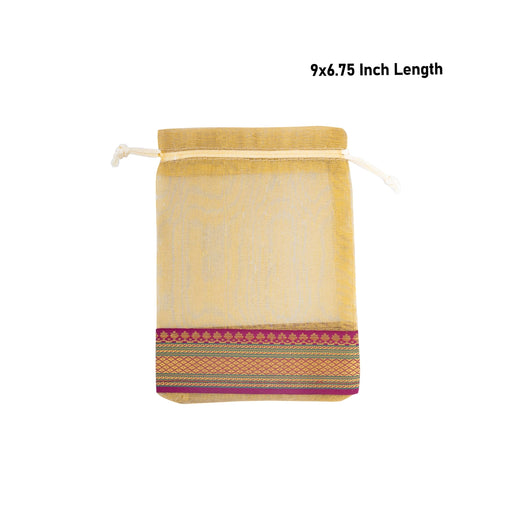 Thamboolam Bag Set - 9 x 6.75 Inches | 5 Pcs/ Jari Border Design Potli Bag/ Tambula Bag for Wedding/ Assorted Colour - Bags & Pouches
