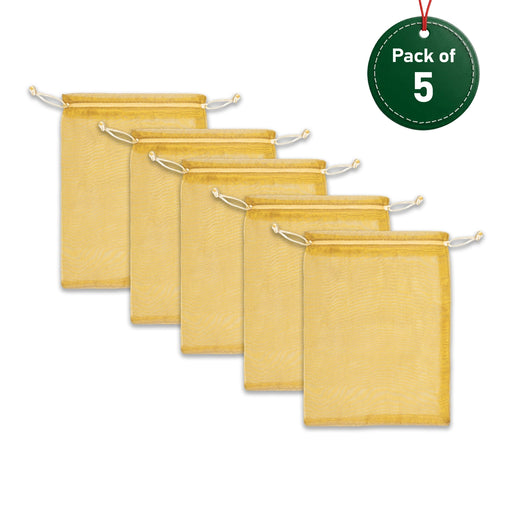 Thamboolam Bag Set - 9 x 6.5 Inches | 5 Pcs/ Return Gift Pouch / Tambulam Bag for Religious Ceremonies - Bags & Pouches