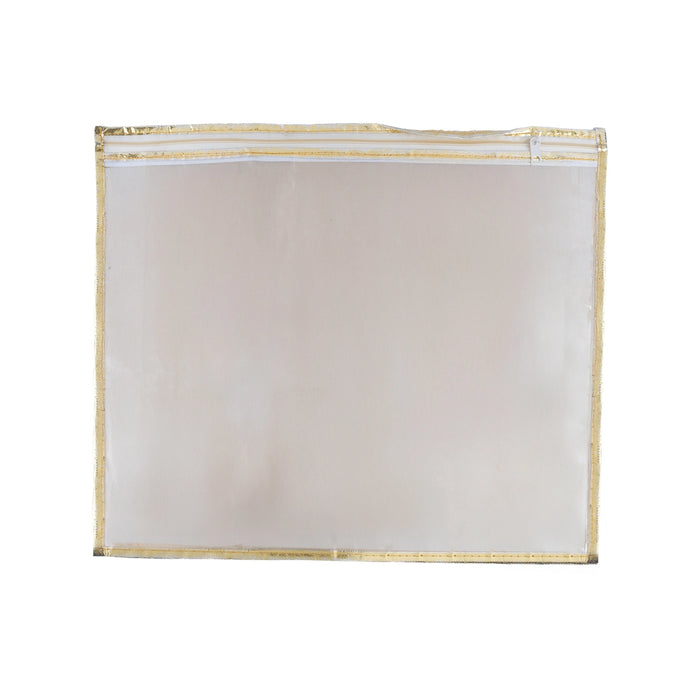 Saree Pouch - 17 x 14 Inches | 4 Pcs Set / Jari Pattern Saree Organizer / Transparent Zip Storage Bag