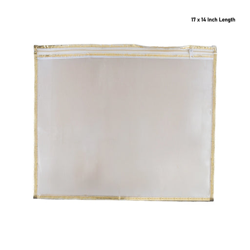 Saree Pouch - 17 x 14 Inches | 4 Pcs Set / Jari Pattern Saree Organizer / Transparent Zip Storage Bag - Bags & Pouches