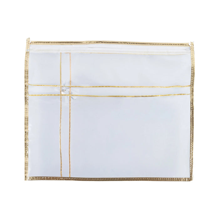 Saree Organizer - 17 x 14 Inches | 4 Pcs Set / Butterfly Pattern Saree Pouch / Transparent Storage Bag