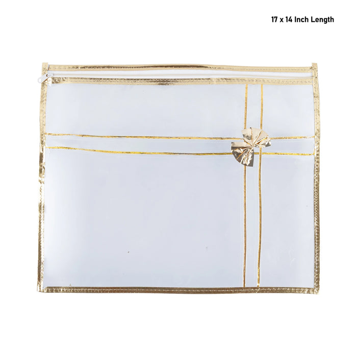 Saree Organizer - 17 x 14 Inches | 4 Pcs Set / Butterfly Pattern Saree Pouch / Transparent Storage Bag