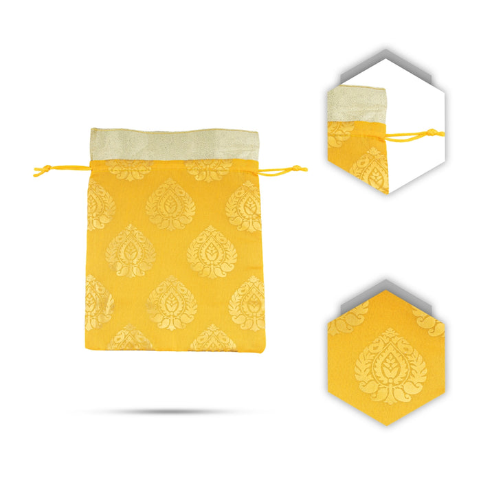 Thamboolam Bag Set - 9 x 7 Inches | 5 Pcs/ Jari Design Potli Bag/ Tambula Bag for Wedding/ Assorted Colour - Bags & Pouches