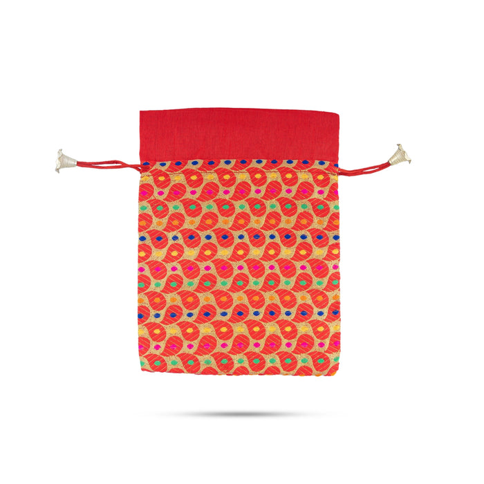 Thamboolam Bag Set - 9 x 7 Inches | 5 Pcs/ Brocade Material Potli Bag/ Tambula Bag for Wedding/ Assorted Colour - Bags & Pouches