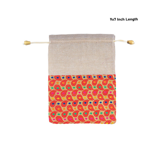 Thamboolam Bag Set - 9 x 7 Inches | 5 Pcs/ Brocade & Jute Material Potli Bag/ Tambula Bag for Wedding/ Assorted Colour - Bags & Pouches