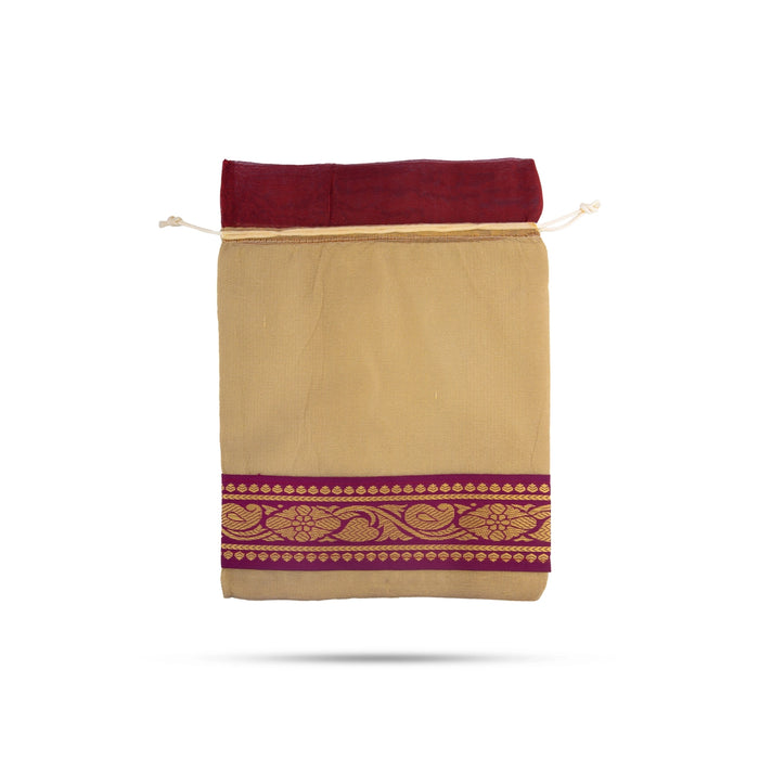 Thamboolam Bag Set - 9 x 11 Inches | 5 Pcs/ Jari Border Design Potli Bag/ Tambula Bag for Wedding/ Assorted Colour - Bags & Pouches