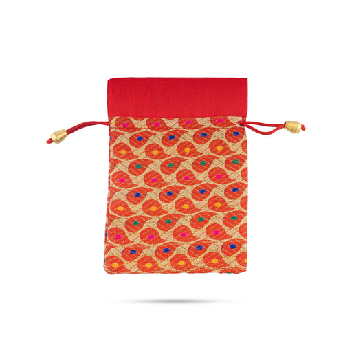 Thamboolam Bag Set - 7 x 5 Inches | 5 Pcs/ Brocade Material Potli Bag/ Tambula Bag for Wedding/ Assorted Colour - Bags & Pouches