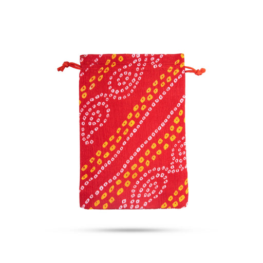 Thamboolam Bag Set - 7 x 5 Inches | 5 Pcs/ Bandhej Material Potli Bag/ Tambula Bag for Wedding/ Assorted Colour - Bags & Pouches