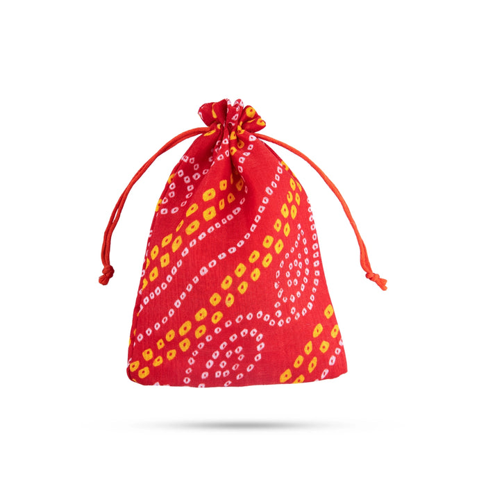 Thamboolam Bag Set - 7 x 5 Inches | 5 Pcs/ Bandhej Material Potli Bag/ Tambula Bag for Wedding/ Assorted Colour - Bags & Pouches