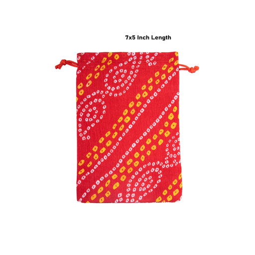 Thamboolam Bag Set - 7 x 5 Inches | 5 Pcs/ Bandhej Material Potli Bag/ Tambula Bag for Wedding/ Assorted Colour - Bags & Pouches