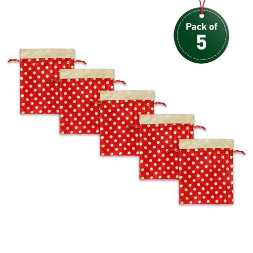 Thamboolam Bag Set - 9 x 7 Inches | 5 Pcs/ Wedding Return Gift Bag / Tambulam Pouch / Potli Bag for Festivals - Bags & Pouches