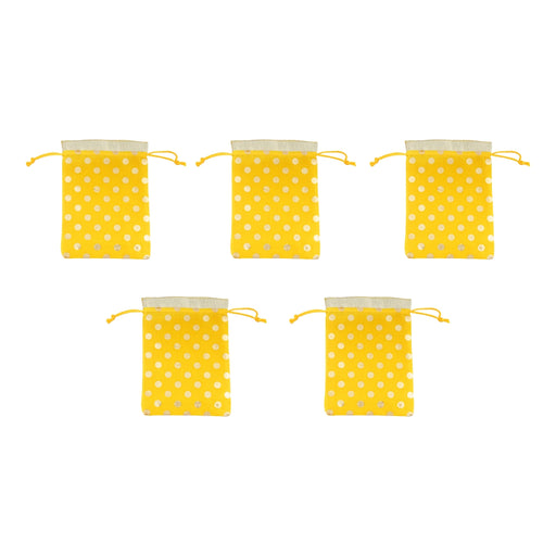 Thamboolam Bag Set - 7 x 5 Inches | 5 Pcs/ Jari Design Potli Bag/ Tambula Bag for Wedding/ Assorted Colour - Bags & Pouches