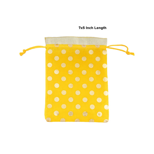 Thamboolam Bag Set - 7 x 5 Inches | 5 Pcs/ Jari Design Potli Bag/ Tambula Bag for Wedding/ Assorted Colour - Bags & Pouches