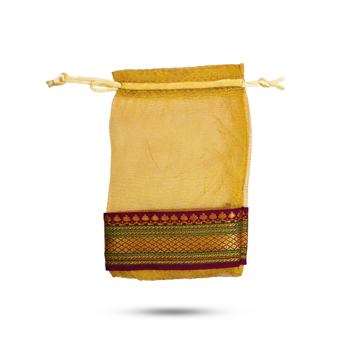 Thamboolam Bag Set - 6 x 4 Inches | 5 Pcs/ Jari Border Design Potli Bag/ Tambula Bag for Wedding