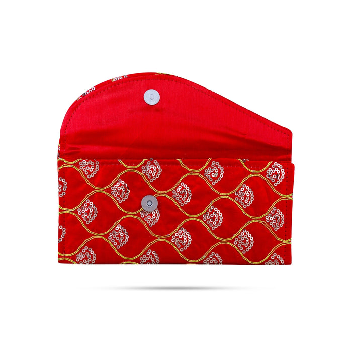 Hand Purse - 8 x 4 Inches | Embroidery Hand Pouch/ Wallet For Daily Use And Ethnic Outfit - Bags & Pouches