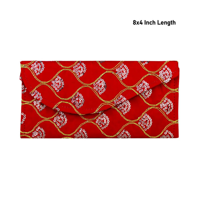 Hand Purse - 8 x 4 Inches | Embroidery Hand Pouch/ Wallet For Daily Use And Ethnic Outfit - Bags & Pouches