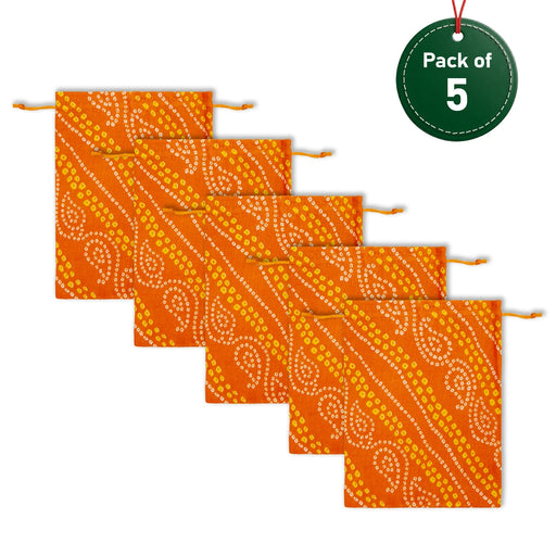 Thamboolam Bag Set - 9 x 7 Inches | 5 Pcs/ Potli Bag/ Gift Bag/ Tambula Bag for Wedding - Bags & Pouches