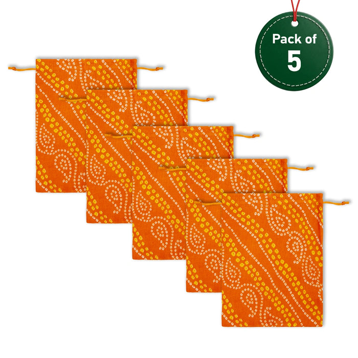 Thamboolam Bag Set - 9 x 7 Inches | 5 Pcs/ Potli Bag/ Gift Bag/ Tambula Bag for Wedding