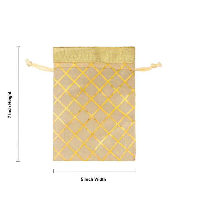 Thamboolam Bag Set - 7 x 5 Inches | 5 Pcs/ Potli Bag/ Return Gift Pouch / Tambulam Bag for Pooja