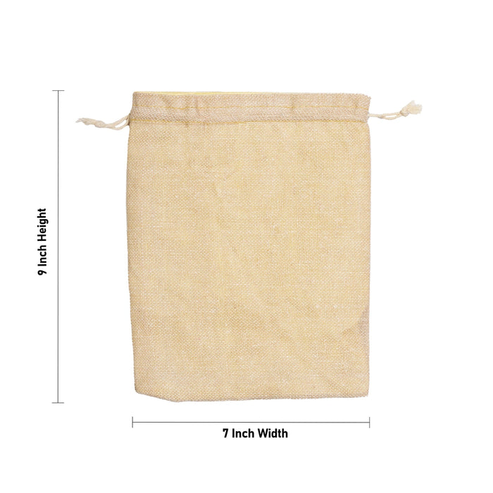Thamboolam Bag Set - 9 x 7 Inches | 5 Pcs/ Potli Bag/ Cotton Jute Bag/ Tambula Bag for Festive Occasions