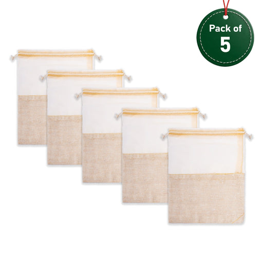 Thamboolam Bag Set - 10 x 7 Inches | 5 Pcs/ Potli Bag/ Jute Bag/ Tambula Bag for Wedding - Bags & Pouches