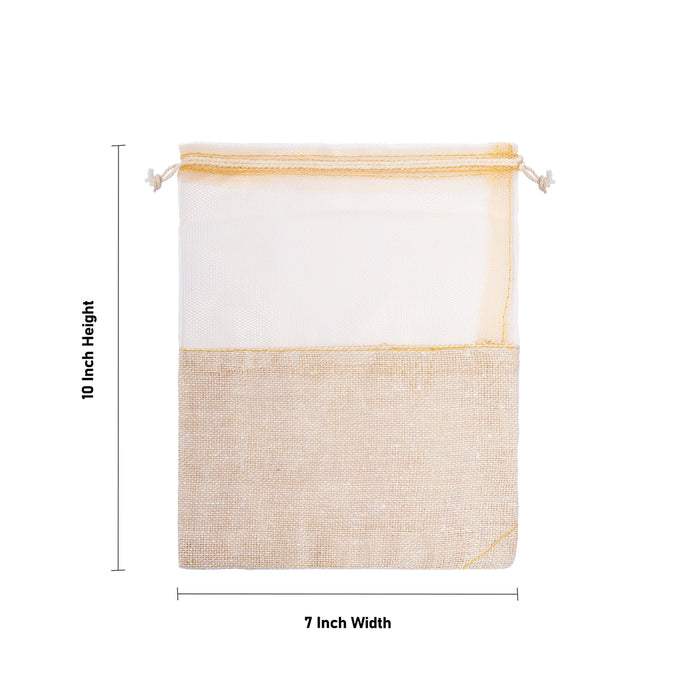 Thamboolam Bag Set - 10 x 7 Inches | 5 Pcs/ Potli Bag/ Jute Bag/ Tambula Bag for Wedding