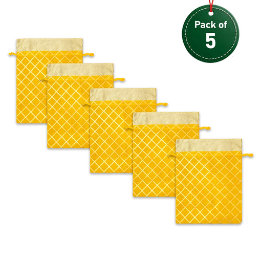 Thamboolam Bag Set - 9.5 x 7 Inches | 5 Pcs/ Reusable Gift Bag / Tambulam Carry Bag for Weddings - Bags & Pouches
