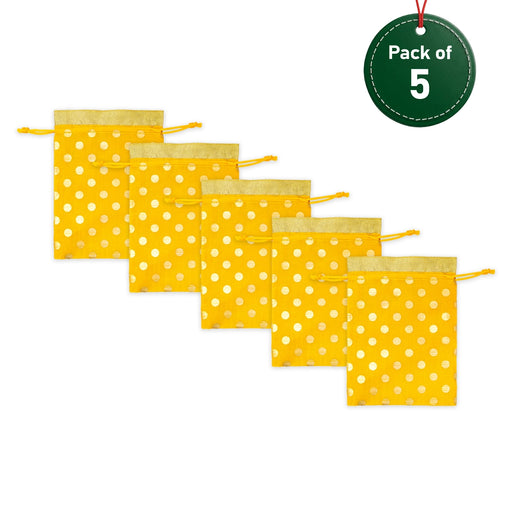 Thamboolam Bag Set - 7 x 5 Inches | 5 Pcs/ Tambulam Gift Bag / Return Gift Pouch for Pooja - Bags & Pouches