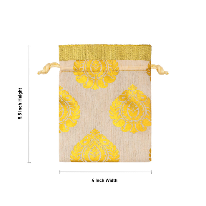 Thamboolam Bag Set - 5.5 x 4 Inches | 5 Pcs/ Jari Design Potli Bag/ Tambula Bag for Wedding
