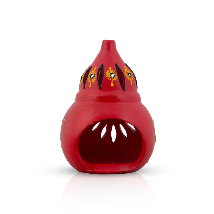 Diya Holder - 8 x 5.5 Inches | Terracotta Clay Lamp Holder/ Kalasa Design Deep Holder for Home