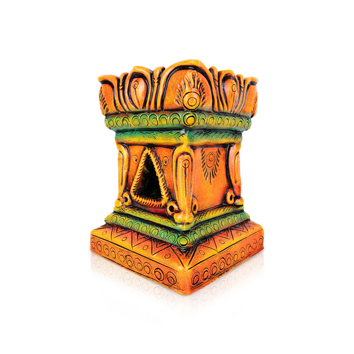 Thulasi Maadam - 6 Inches | Terracotta Clay Tulasi Vrindavan/ Tulasi Maadam for Home - Terracotta Kolu Bommai