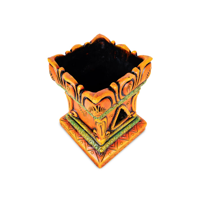 Thulasi Maadam - 6 Inches | Terracotta Clay Tulasi Vrindavan/ Tulasi Maadam for Home - Terracotta Kolu Bommai