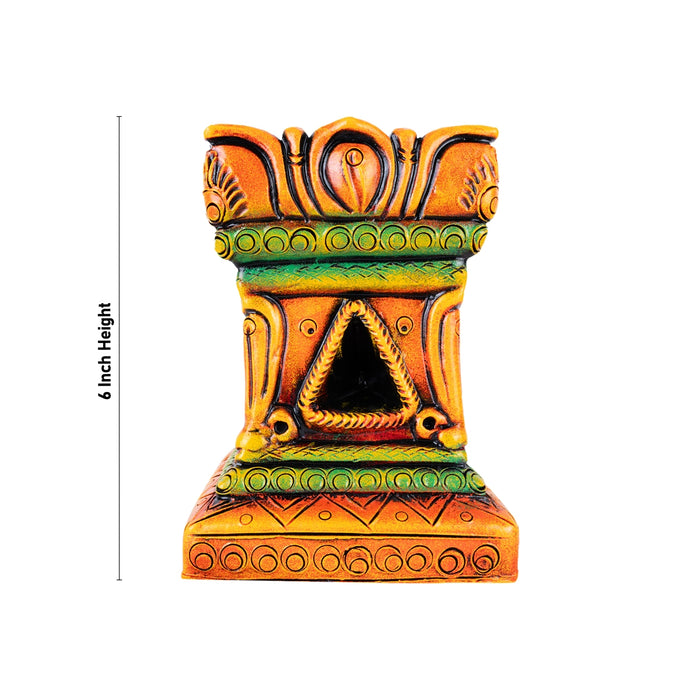 Thulasi Maadam - 6 Inches | Terracotta Clay Tulasi Vrindavan/ Tulasi Maadam for Home - Terracotta Kolu Bommai