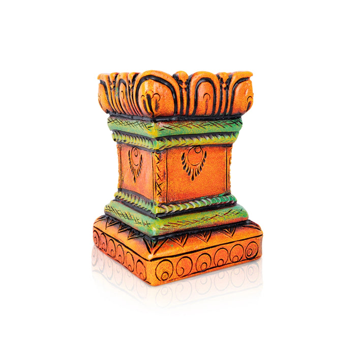 Thulasi Maadam - 7 x 5 Inches | Terracotta Clay Tulasi Vrindavan/ Tulasi Maadam for Home - Terracotta Kolu Bommai