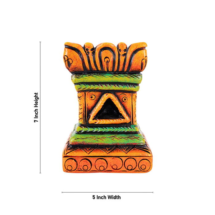 Thulasi Maadam - 7 x 5 Inches | Terracotta Clay Tulasi Vrindavan/ Tulasi Maadam for Home - Terracotta Kolu Bommai
