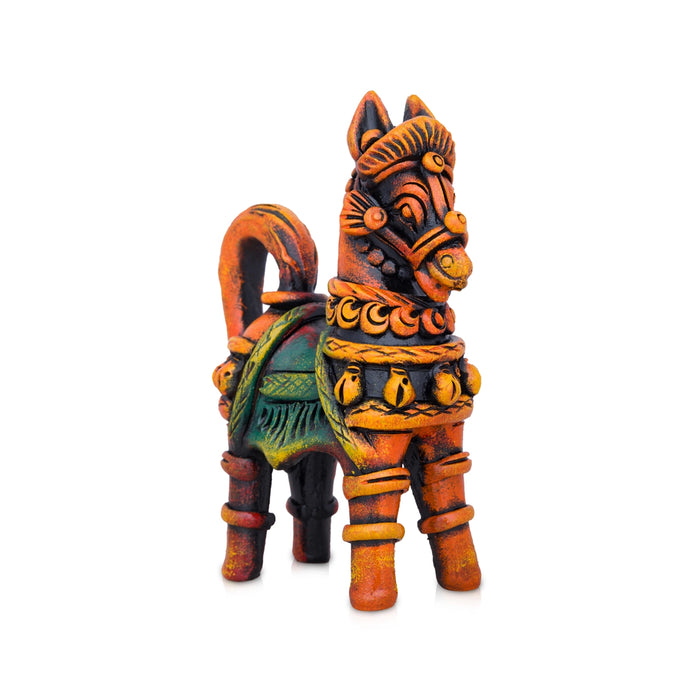 Horse Sculpture - 6 X 5 X 2 Inches | Terracotta Clay Horse Figurine/ Horse Idol For Traditional Display - Terracotta Kolu Bommai